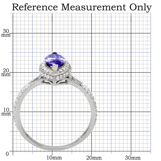 TS024 - Rhodium 925 Sterling Silver Ring with AAA Grade CZ  in Tanzanite-1