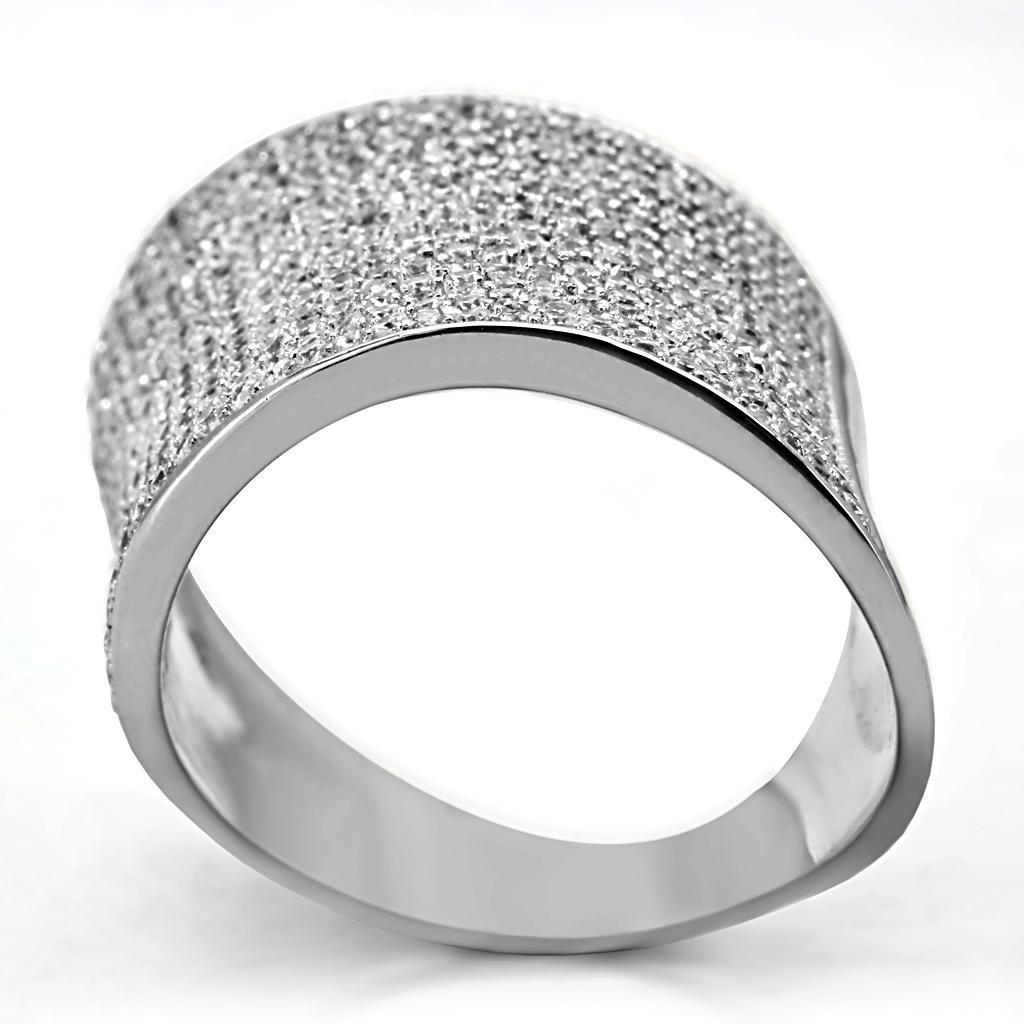 TS027 - Rhodium 925 Sterling Silver Ring with AAA Grade CZ  in Clear-3