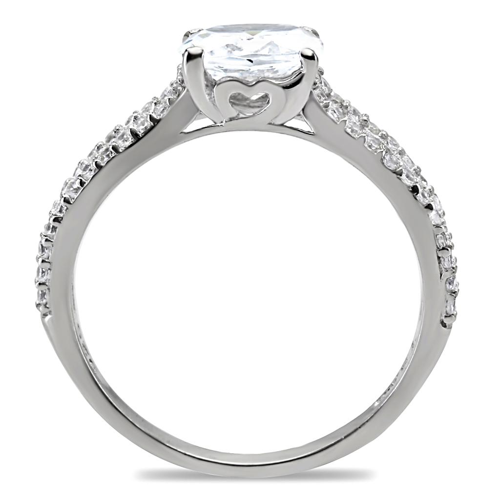 TS029 - Rhodium 925 Sterling Silver Ring with AAA Grade CZ  in Clear-3