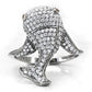 TS031 - Rhodium 925 Sterling Silver Ring with AAA Grade CZ  in Brown-2