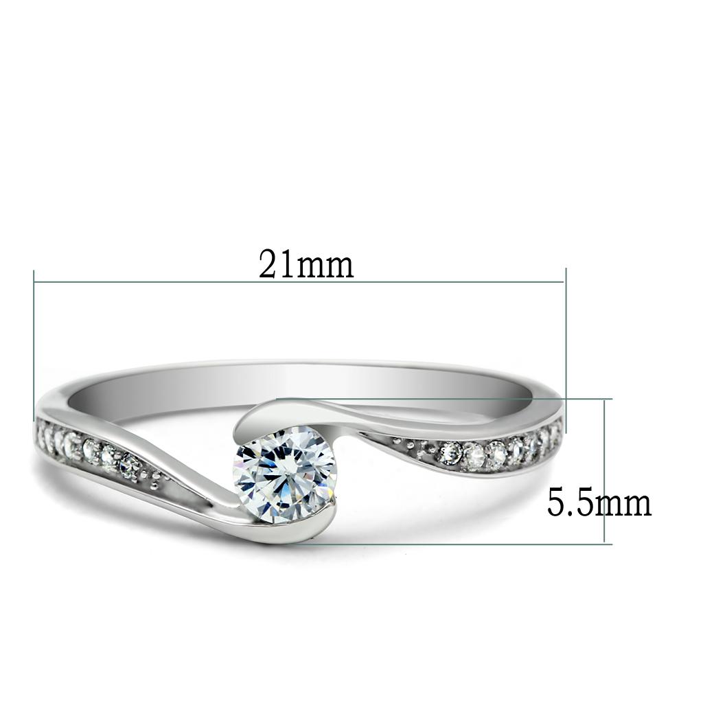 TS041 - Rhodium 925 Sterling Silver Ring with AAA Grade CZ  in Clear-1