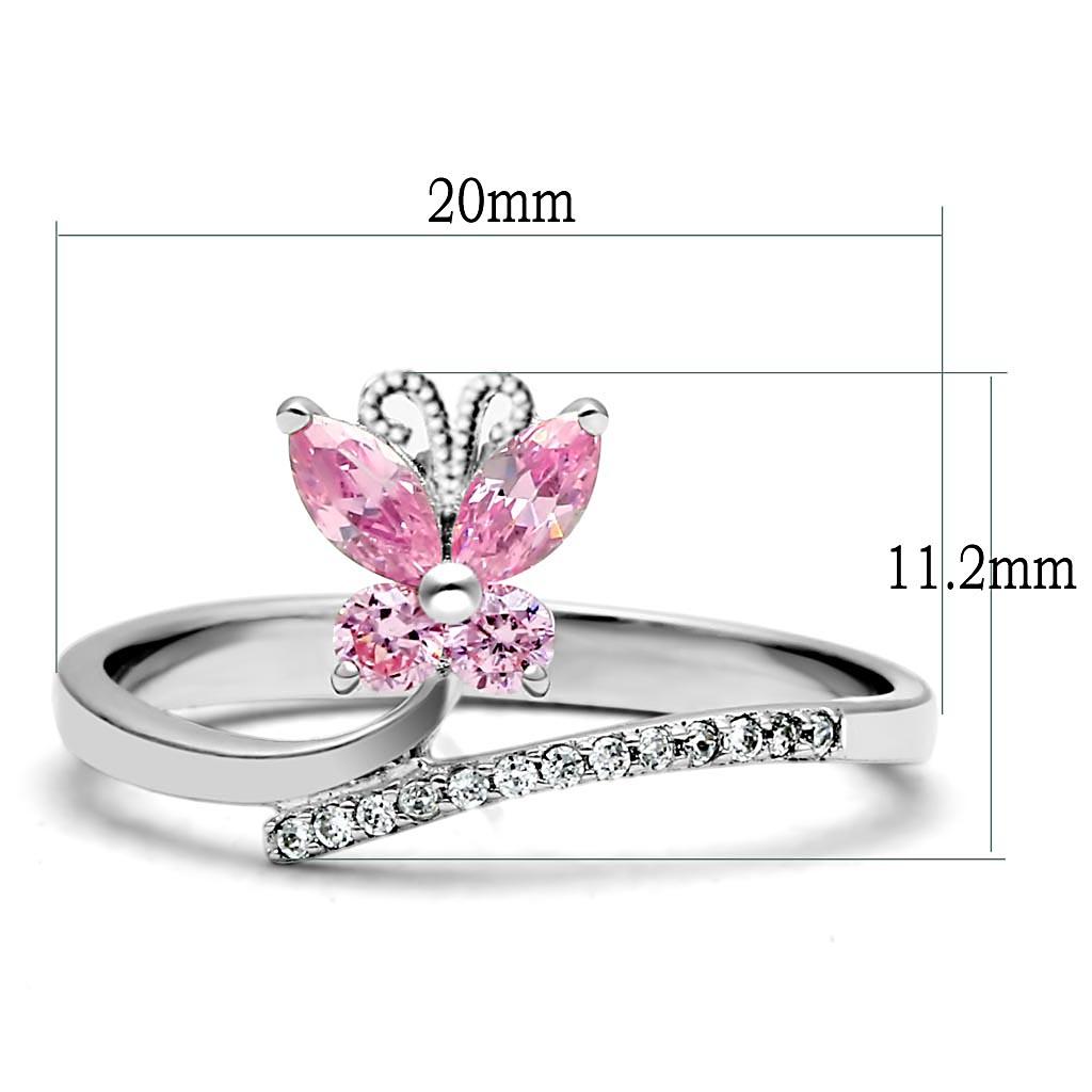 TS042 - Rhodium 925 Sterling Silver Ring with AAA Grade CZ  in Light Rose-1