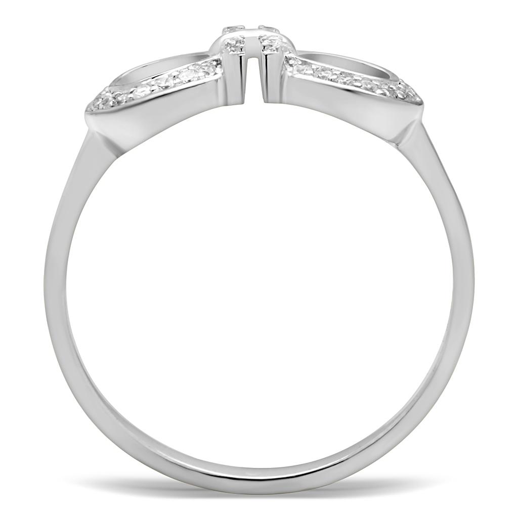TS047 - Rhodium 925 Sterling Silver Ring with AAA Grade CZ  in Clear-2