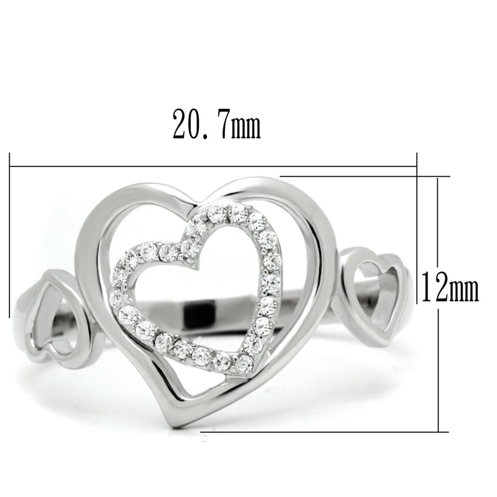 TS058 - Rhodium 925 Sterling Silver Ring with AAA Grade CZ  in Clear-1