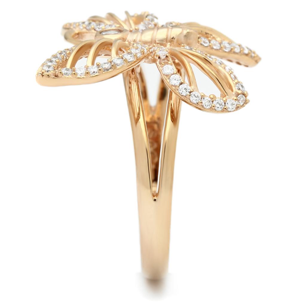 TS059 - Rose Gold 925 Sterling Silver Ring with AAA Grade CZ  in Clear-3