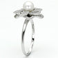 TS070 - Rhodium 925 Sterling Silver Ring with Synthetic Pearl in White-3