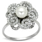TS070 - Rhodium 925 Sterling Silver Ring with Synthetic Pearl in White-4