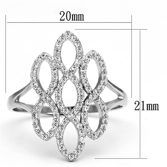 TS071 - Rhodium 925 Sterling Silver Ring with AAA Grade CZ  in Clear-1