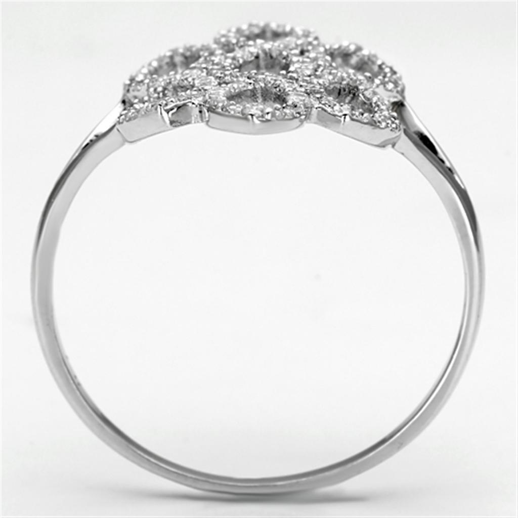 TS071 - Rhodium 925 Sterling Silver Ring with AAA Grade CZ  in Clear-2