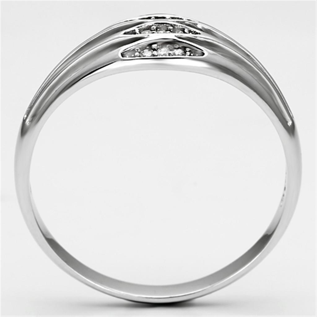 TS072 - Rhodium 925 Sterling Silver Ring with AAA Grade CZ  in Clear-2
