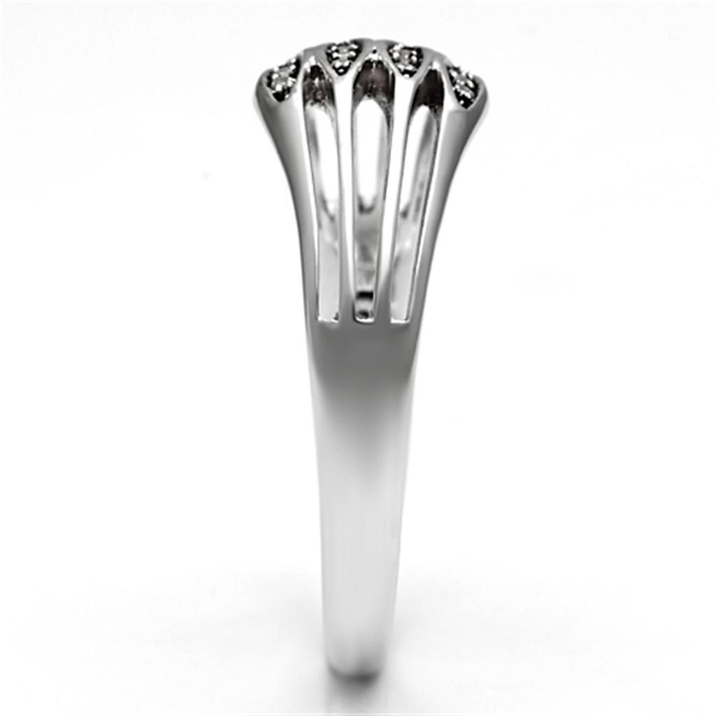 TS072 - Rhodium 925 Sterling Silver Ring with AAA Grade CZ  in Clear-3