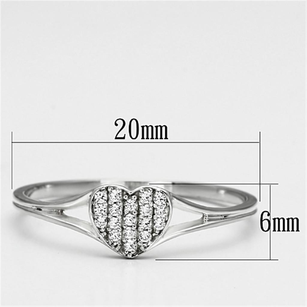 TS073 - Rhodium 925 Sterling Silver Ring with AAA Grade CZ  in Clear-1