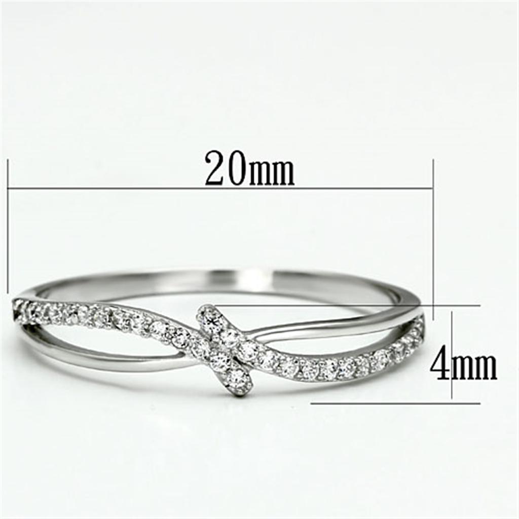 TS074 - Rhodium 925 Sterling Silver Ring with AAA Grade CZ  in Clear-1