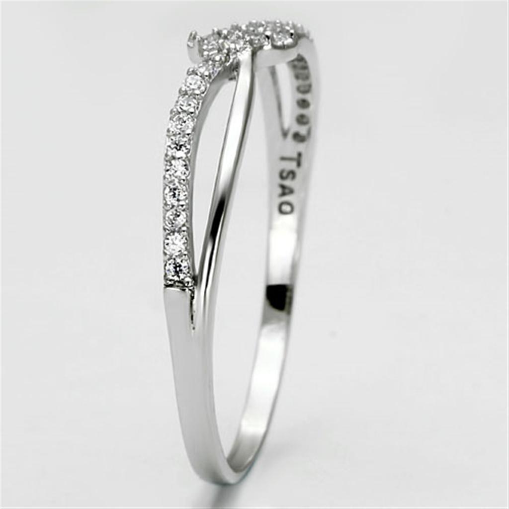 TS074 - Rhodium 925 Sterling Silver Ring with AAA Grade CZ  in Clear-3