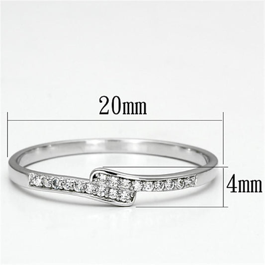TS077 - Rhodium 925 Sterling Silver Ring with AAA Grade CZ  in Clear-1