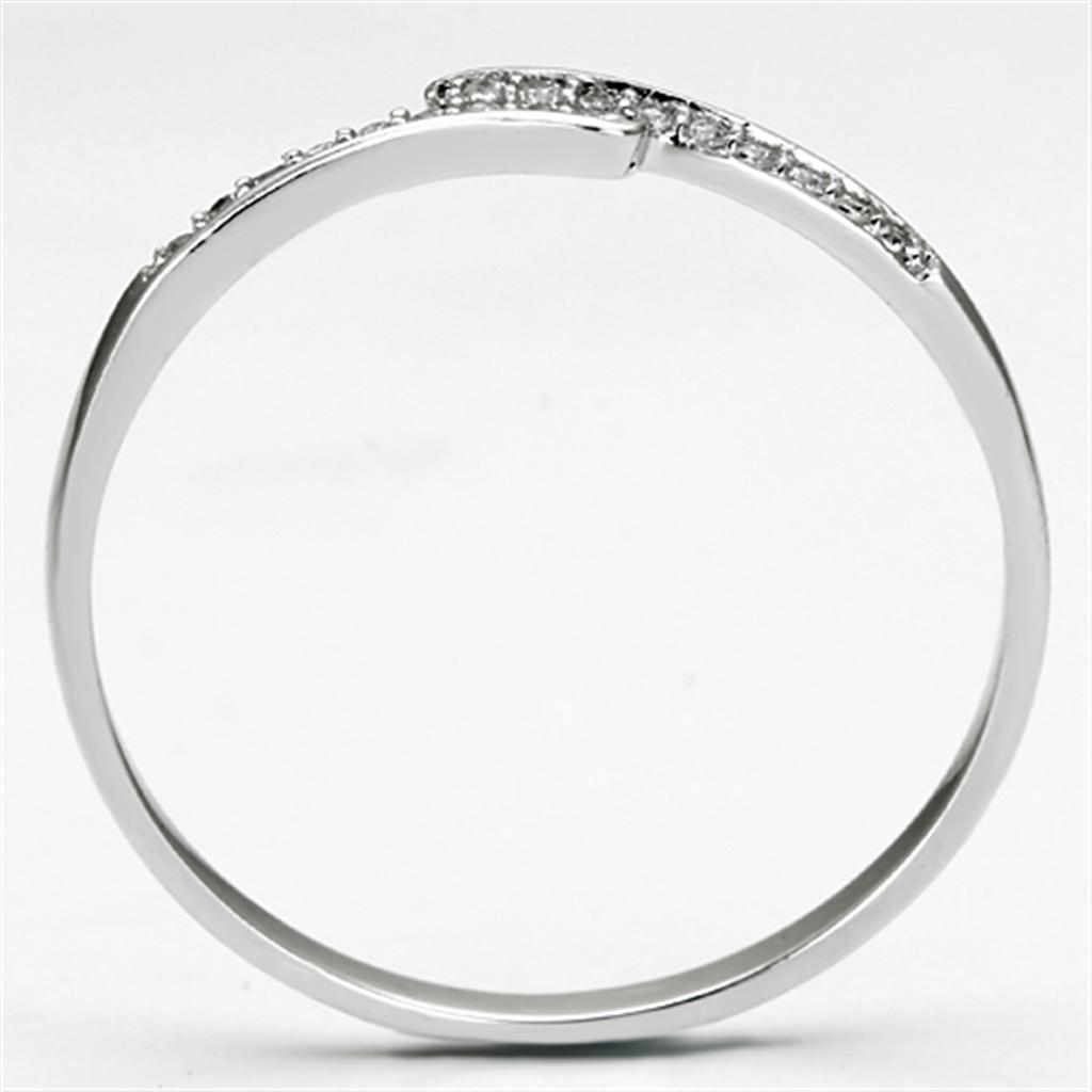 TS077 - Rhodium 925 Sterling Silver Ring with AAA Grade CZ  in Clear-2