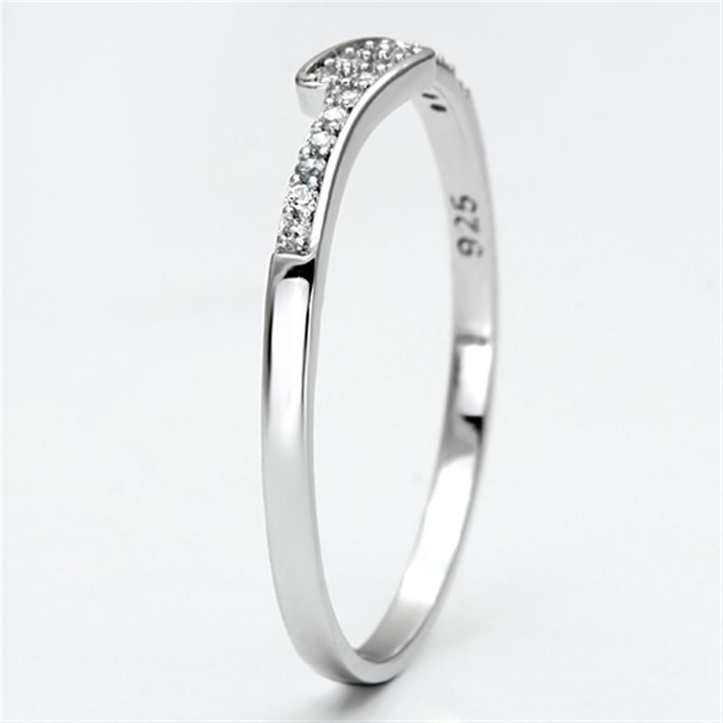 TS077 - Rhodium 925 Sterling Silver Ring with AAA Grade CZ  in Clear-3