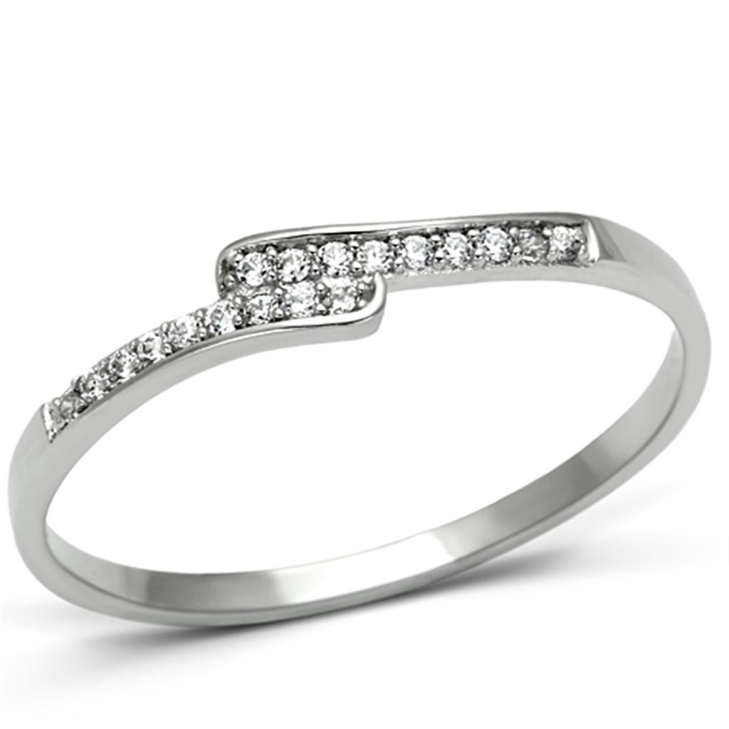 TS077 - Rhodium 925 Sterling Silver Ring with AAA Grade CZ  in Clear-4