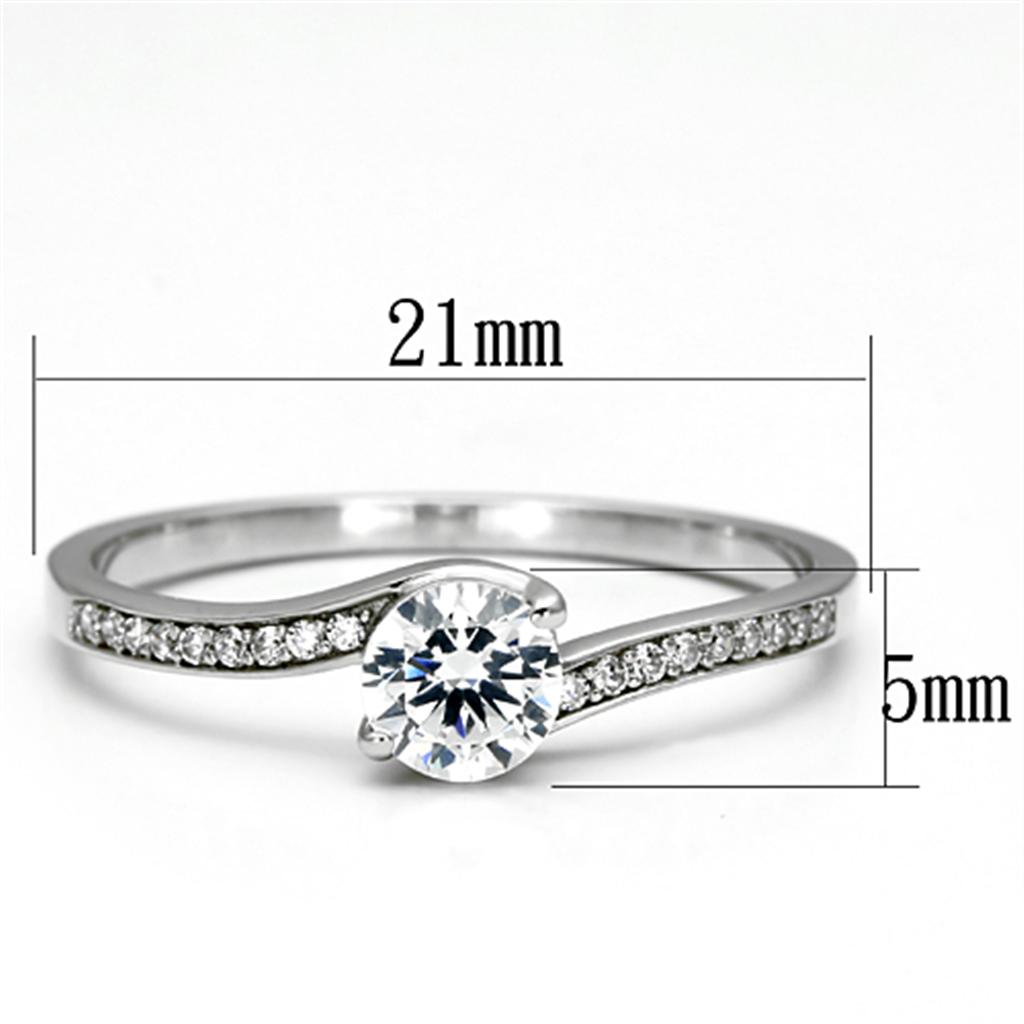 TS078 - Rhodium 925 Sterling Silver Ring with AAA Grade CZ  in Clear-1