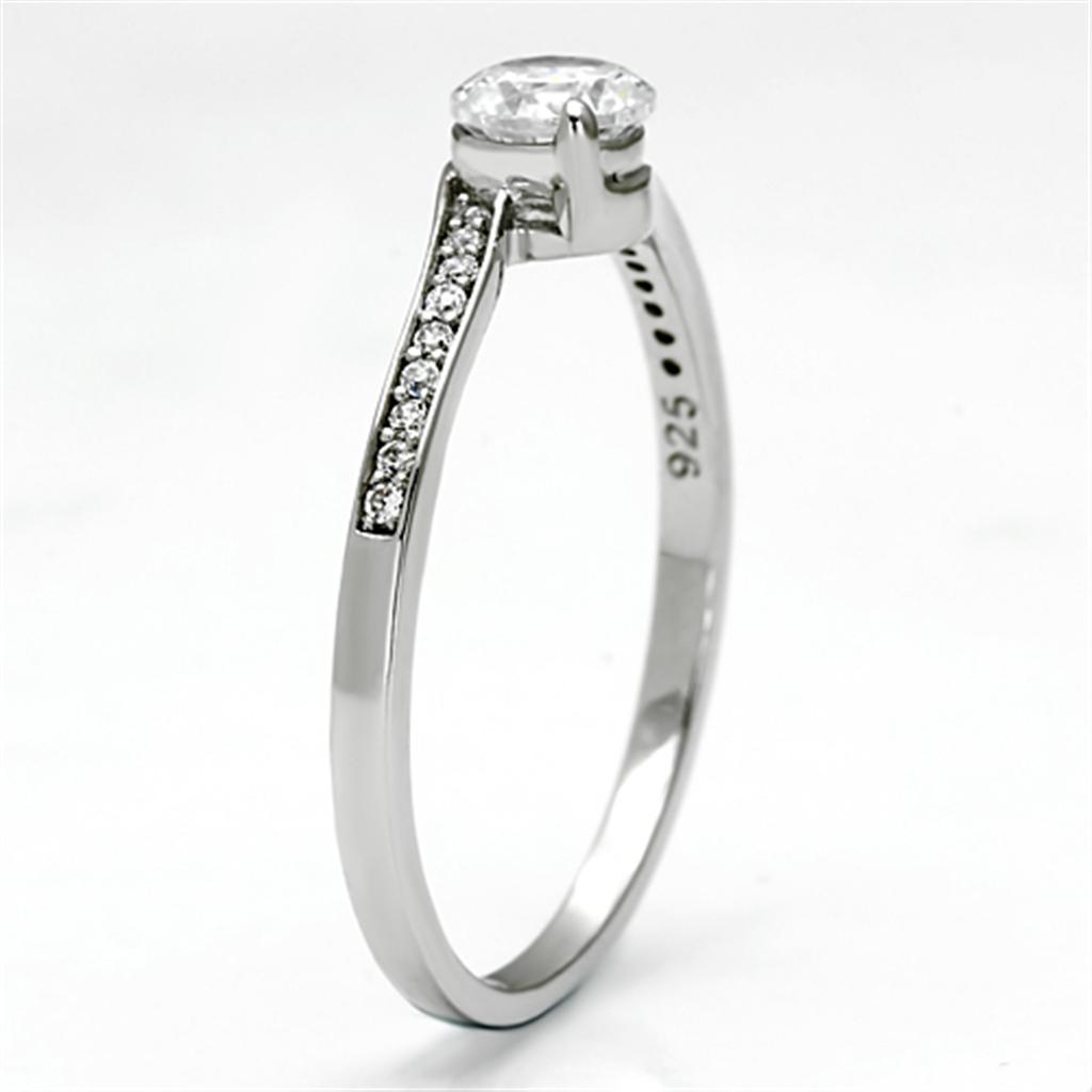TS078 - Rhodium 925 Sterling Silver Ring with AAA Grade CZ  in Clear-3