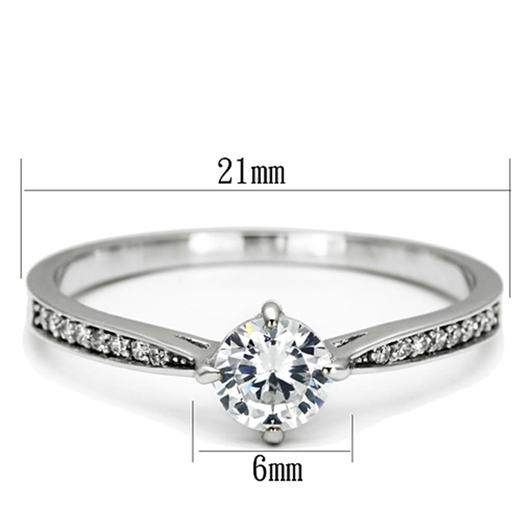 TS079 - Rhodium 925 Sterling Silver Ring with AAA Grade CZ  in Clear-1