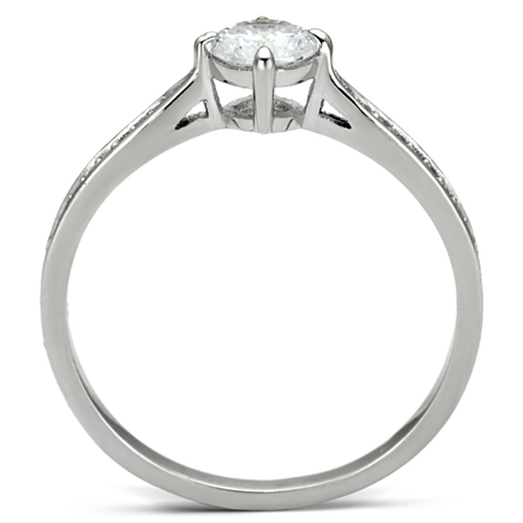 TS079 - Rhodium 925 Sterling Silver Ring with AAA Grade CZ  in Clear-2