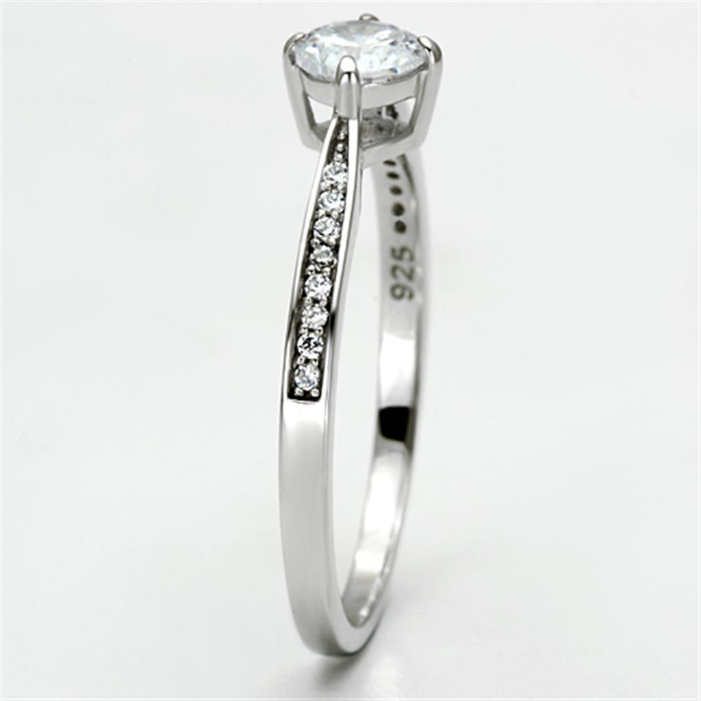 TS079 - Rhodium 925 Sterling Silver Ring with AAA Grade CZ  in Clear-3