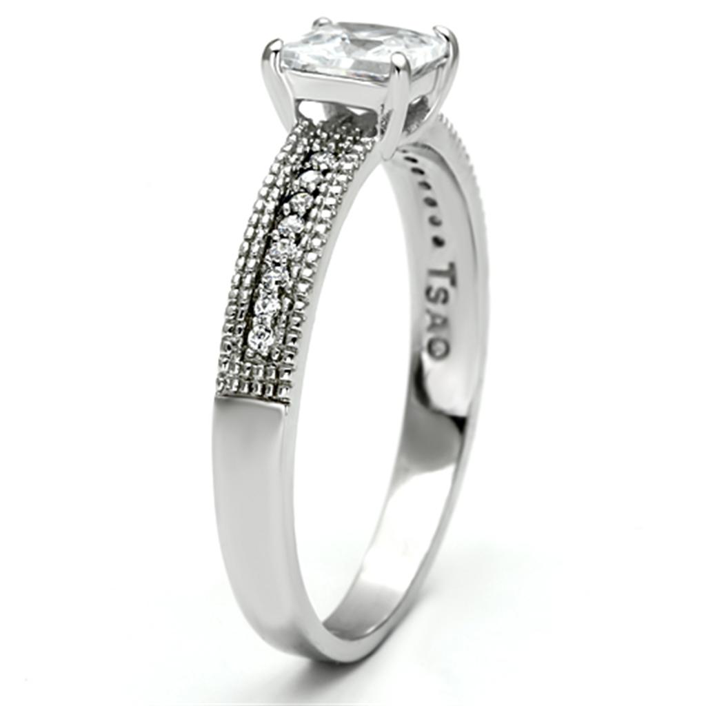 TS081 - Rhodium 925 Sterling Silver Ring with AAA Grade CZ  in Clear-3
