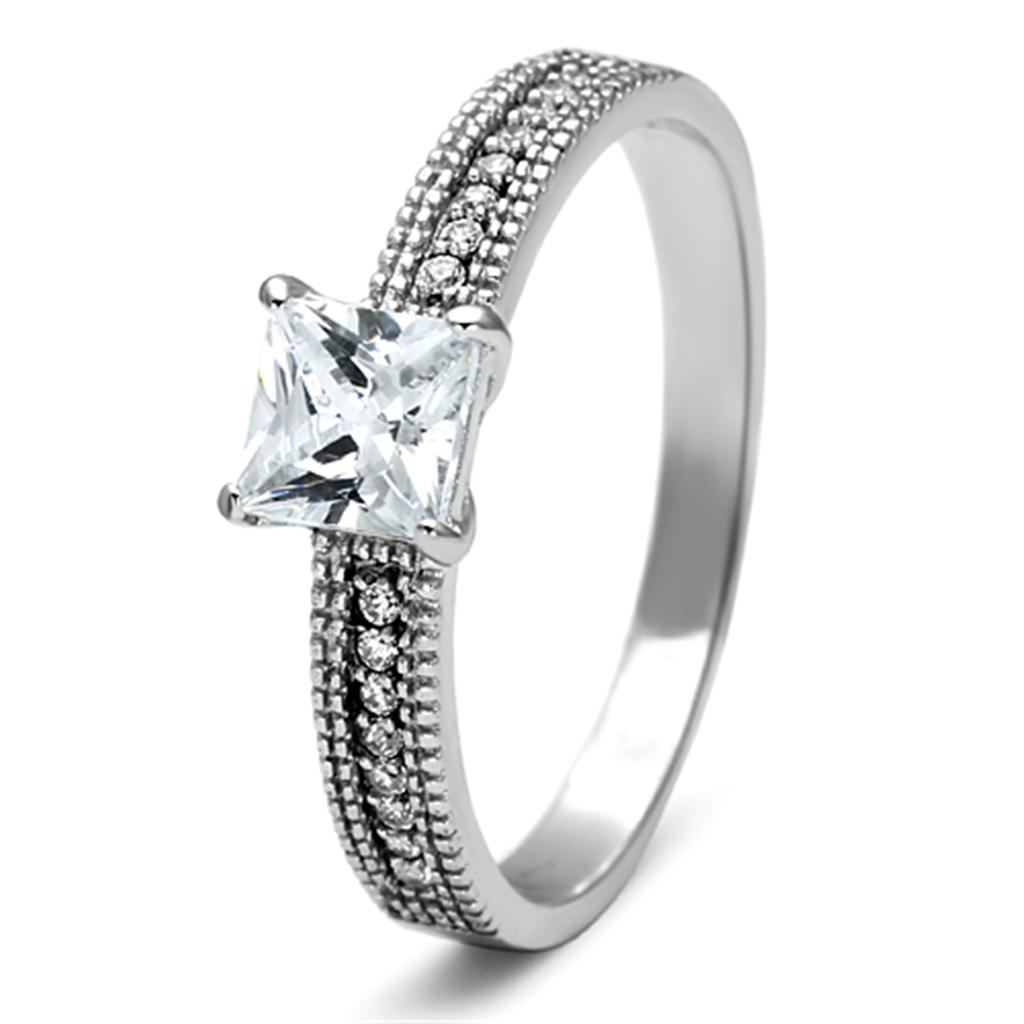 TS081 - Rhodium 925 Sterling Silver Ring with AAA Grade CZ  in Clear-4