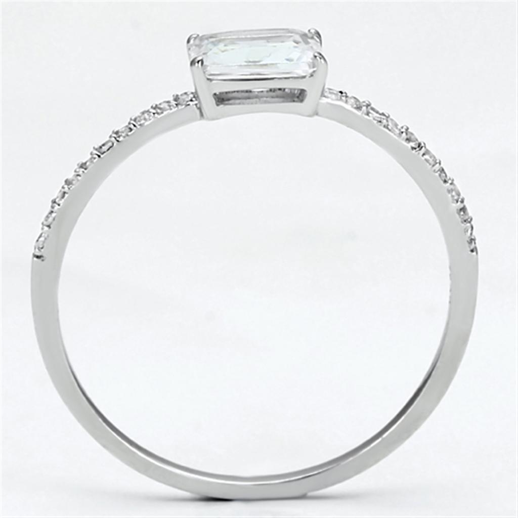 TS082 - Rhodium 925 Sterling Silver Ring with AAA Grade CZ  in Clear-2