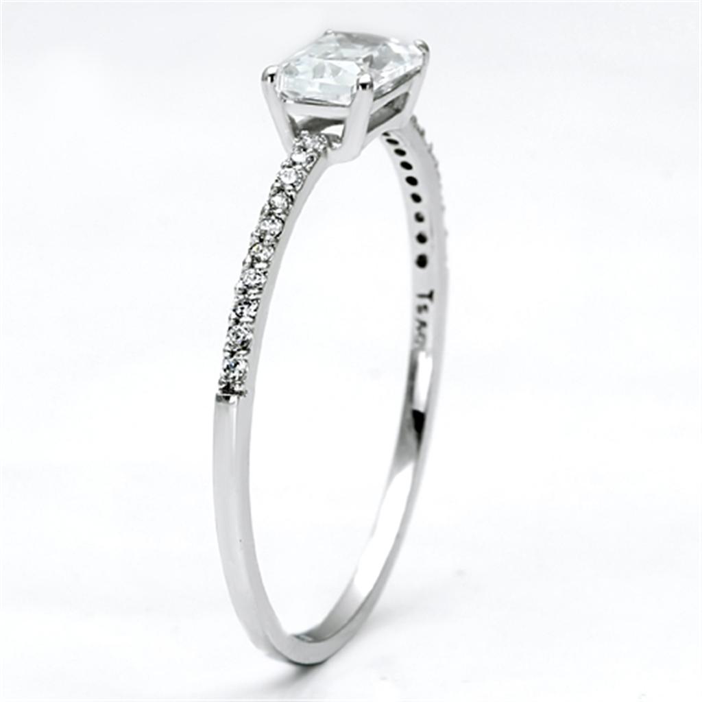 TS082 - Rhodium 925 Sterling Silver Ring with AAA Grade CZ  in Clear-3