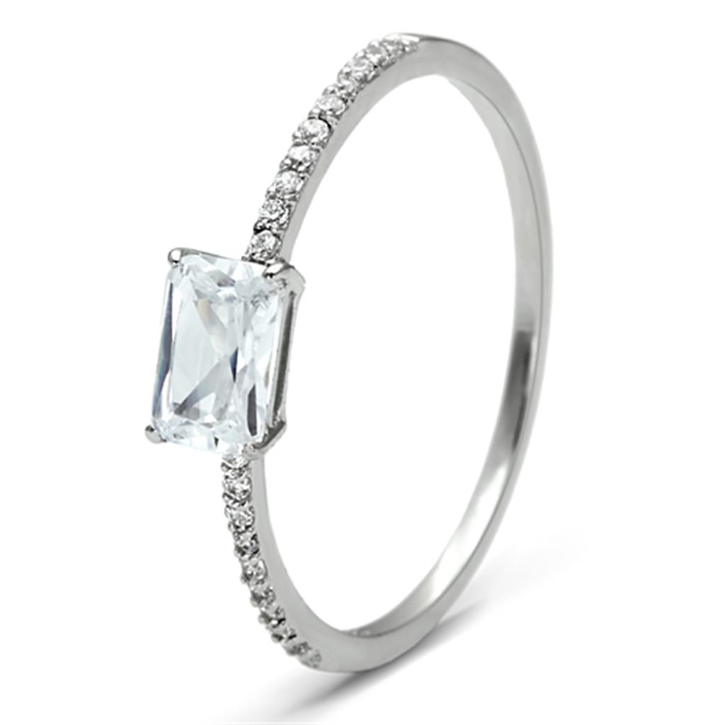 TS082 - Rhodium 925 Sterling Silver Ring with AAA Grade CZ  in Clear-4