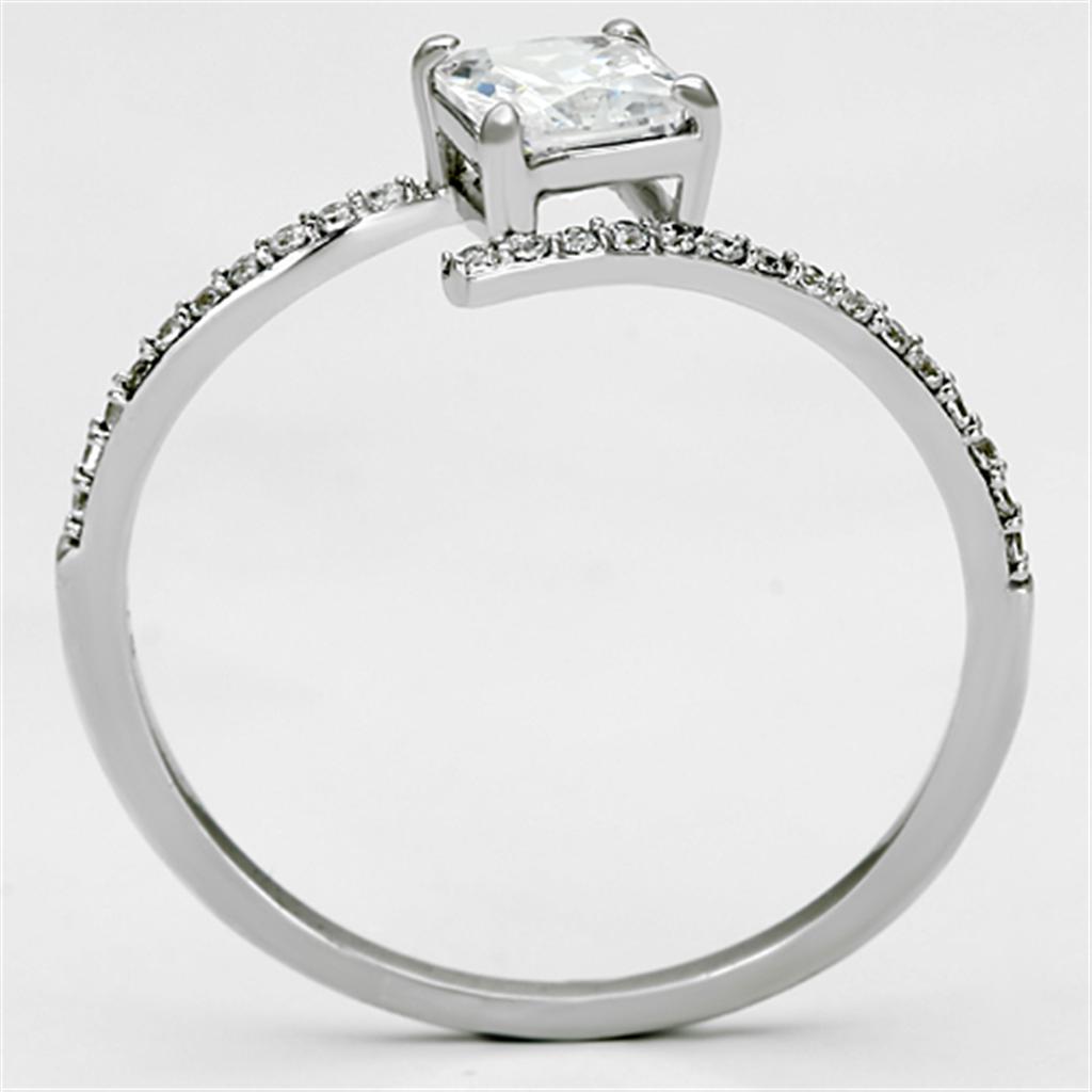 TS083 - Rhodium 925 Sterling Silver Ring with AAA Grade CZ  in Clear-2