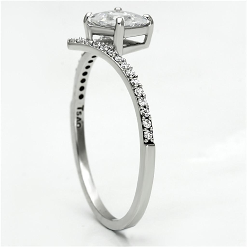 TS083 - Rhodium 925 Sterling Silver Ring with AAA Grade CZ  in Clear-3