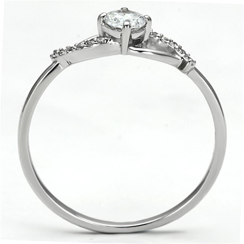 TS085 - Rhodium 925 Sterling Silver Ring with AAA Grade CZ  in Clear-2