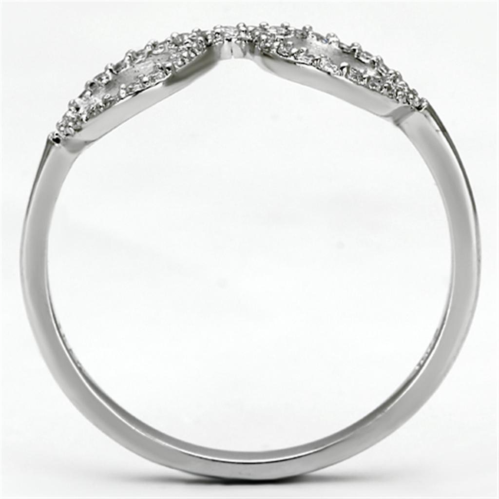TS086 - Rhodium 925 Sterling Silver Ring with AAA Grade CZ  in Clear-2