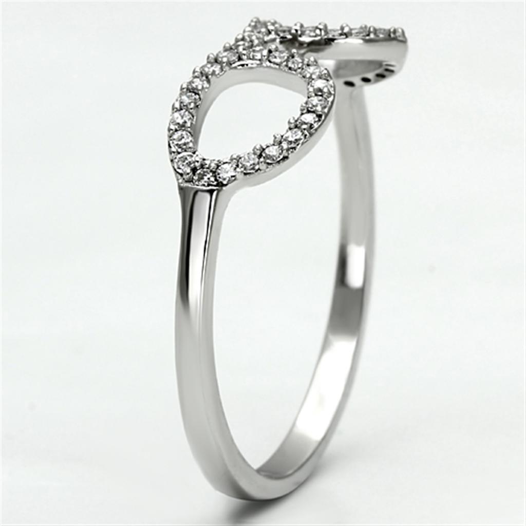 TS086 - Rhodium 925 Sterling Silver Ring with AAA Grade CZ  in Clear-3
