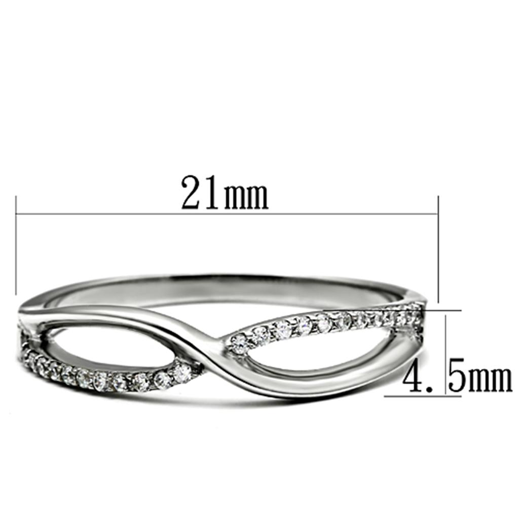 TS087 - Rhodium 925 Sterling Silver Ring with AAA Grade CZ  in Clear-1