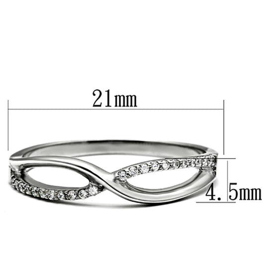 TS087 - Rhodium 925 Sterling Silver Ring with AAA Grade CZ  in Clear-1