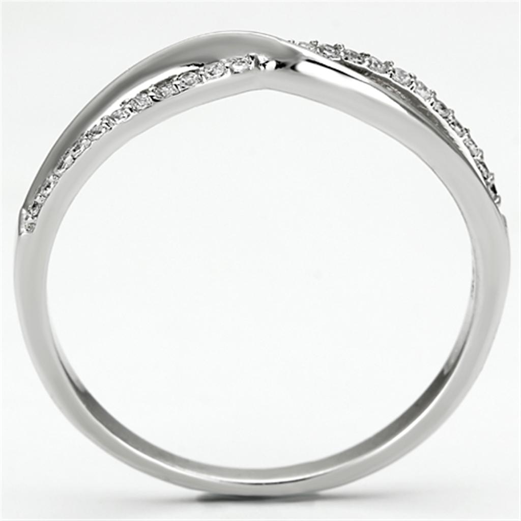 TS087 - Rhodium 925 Sterling Silver Ring with AAA Grade CZ  in Clear-2