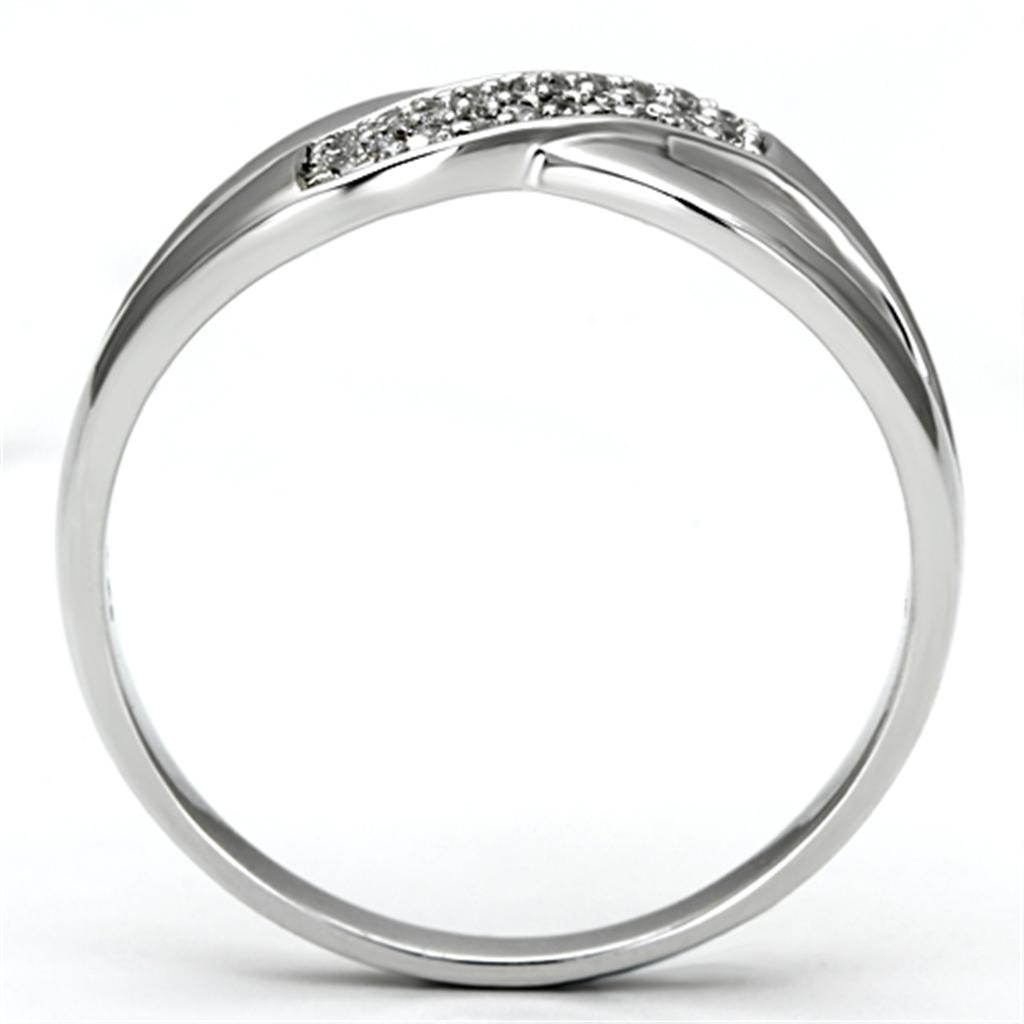 TS090 - Rhodium 925 Sterling Silver Ring with AAA Grade CZ  in Clear-2