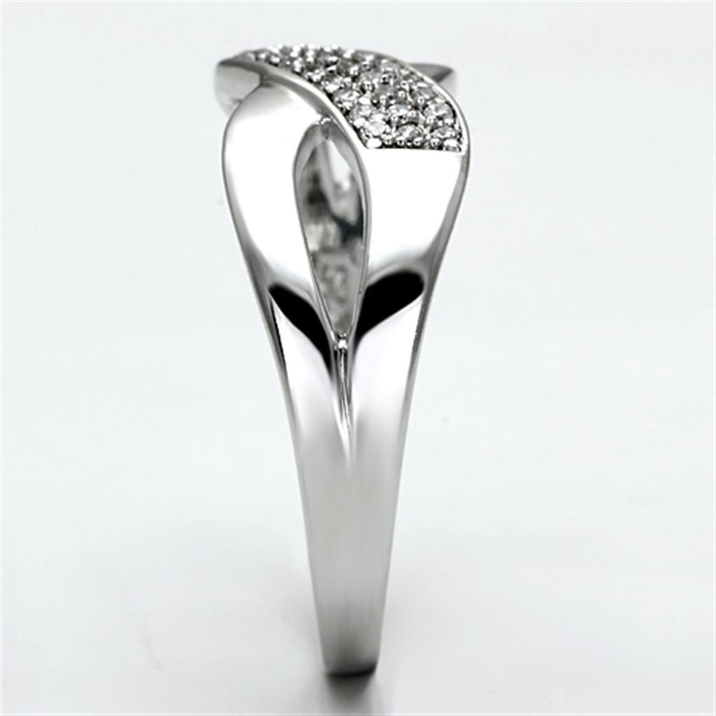 TS090 - Rhodium 925 Sterling Silver Ring with AAA Grade CZ  in Clear-3