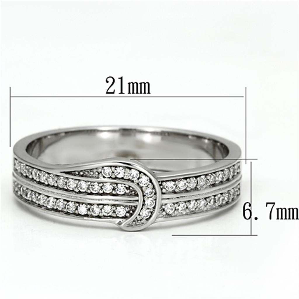 TS091 - Rhodium 925 Sterling Silver Ring with AAA Grade CZ  in Clear-1