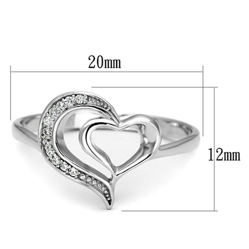 TS093 - Rhodium 925 Sterling Silver Ring with AAA Grade CZ  in Clear-1