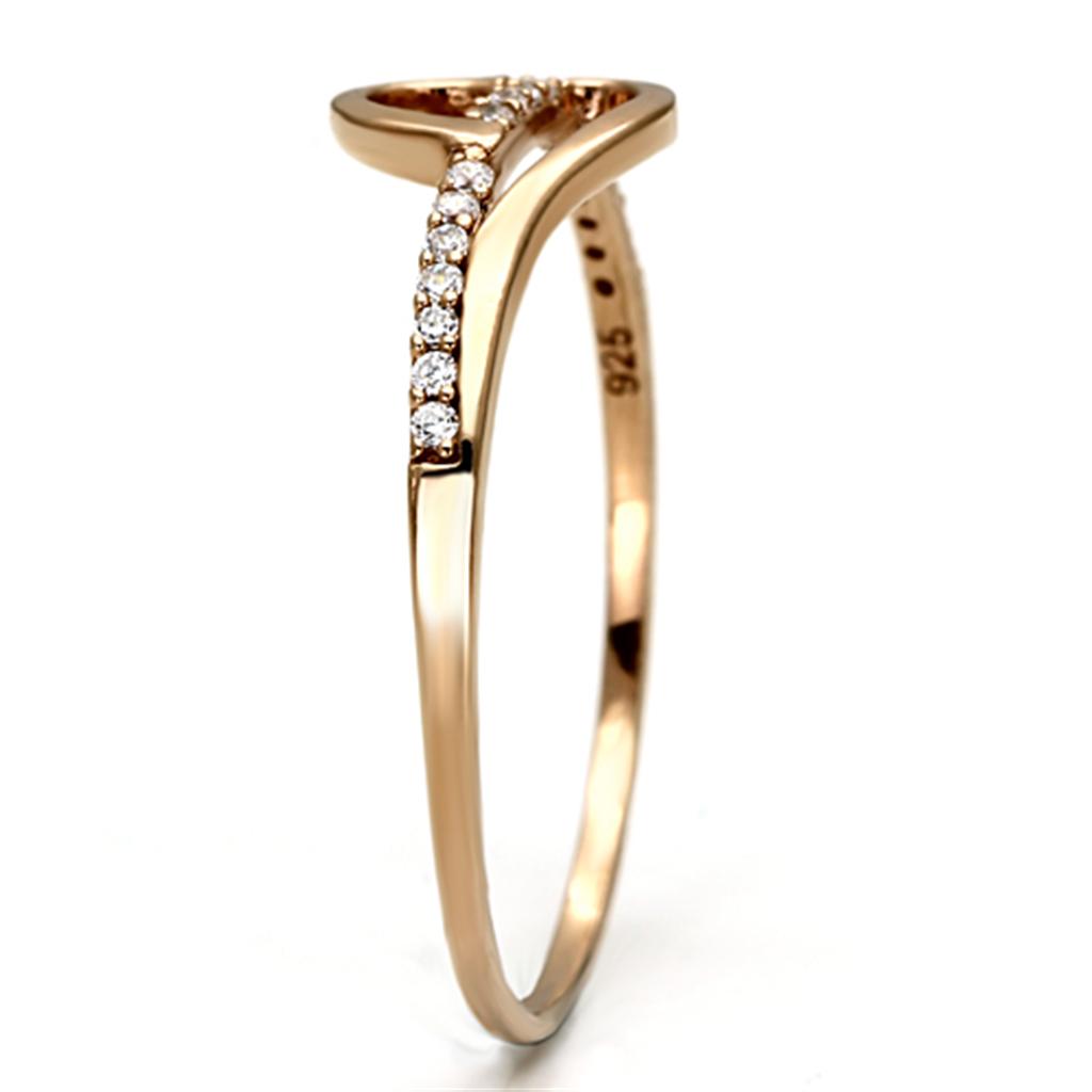 TS095 - Rose Gold 925 Sterling Silver Ring with AAA Grade CZ  in Clear-3