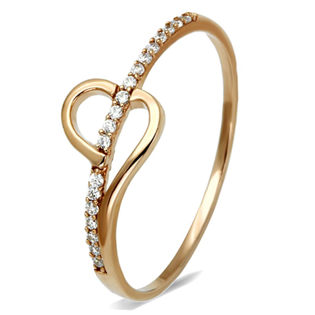 TS095 - Rose Gold 925 Sterling Silver Ring with AAA Grade CZ  in Clear-4