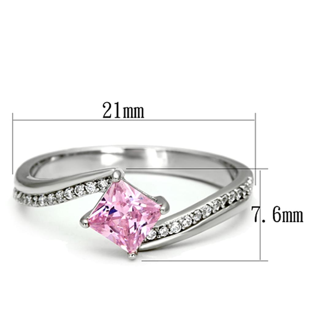 TS100 - Rhodium 925 Sterling Silver Ring with AAA Grade CZ  in Rose-1