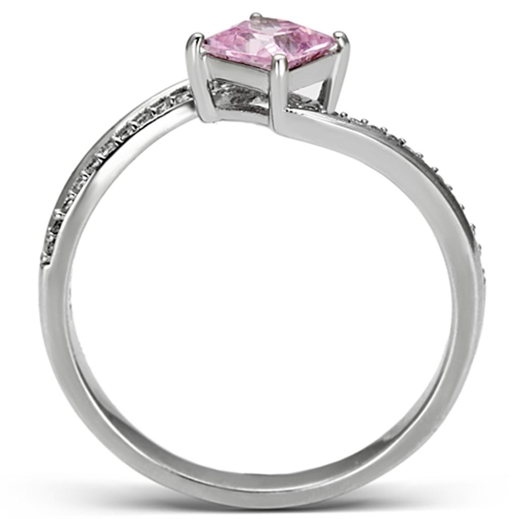 TS100 - Rhodium 925 Sterling Silver Ring with AAA Grade CZ  in Rose-2