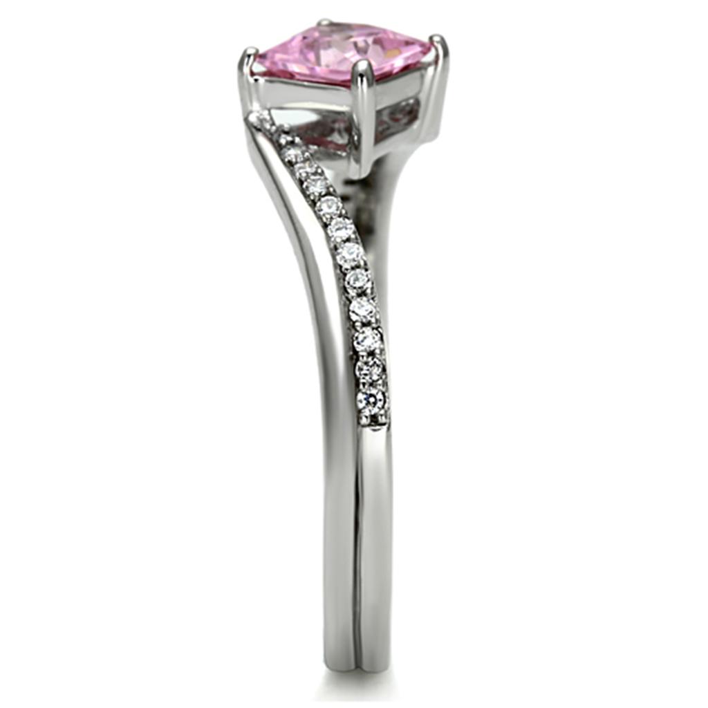 TS100 - Rhodium 925 Sterling Silver Ring with AAA Grade CZ  in Rose-3