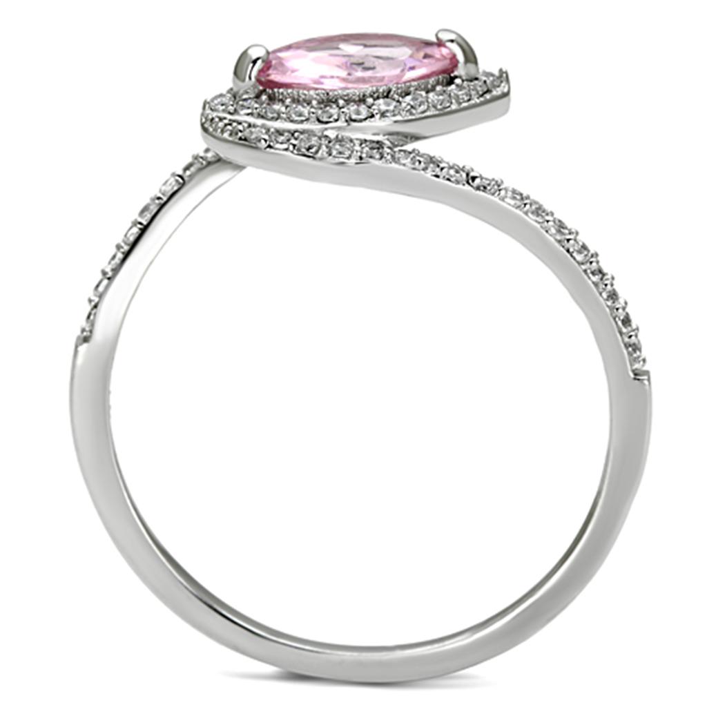 TS101 - Rhodium 925 Sterling Silver Ring with AAA Grade CZ  in Rose-2